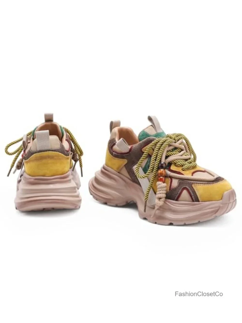 Chunky Platform Running Shoes Breathable Lightweight Walking Sneakers Lace-Up